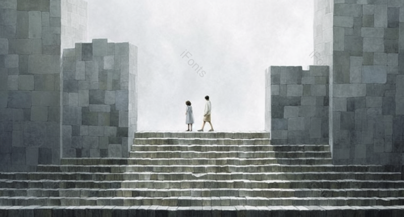 台阶上的男女人物背影插画图,插画/手绘图,插画/手绘图库,插画/手绘图下载,插画/手绘